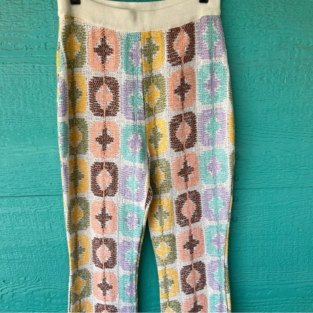 Zara Pastel Multicolor Patterned Boot Cut Pants - Picture 11 of 16